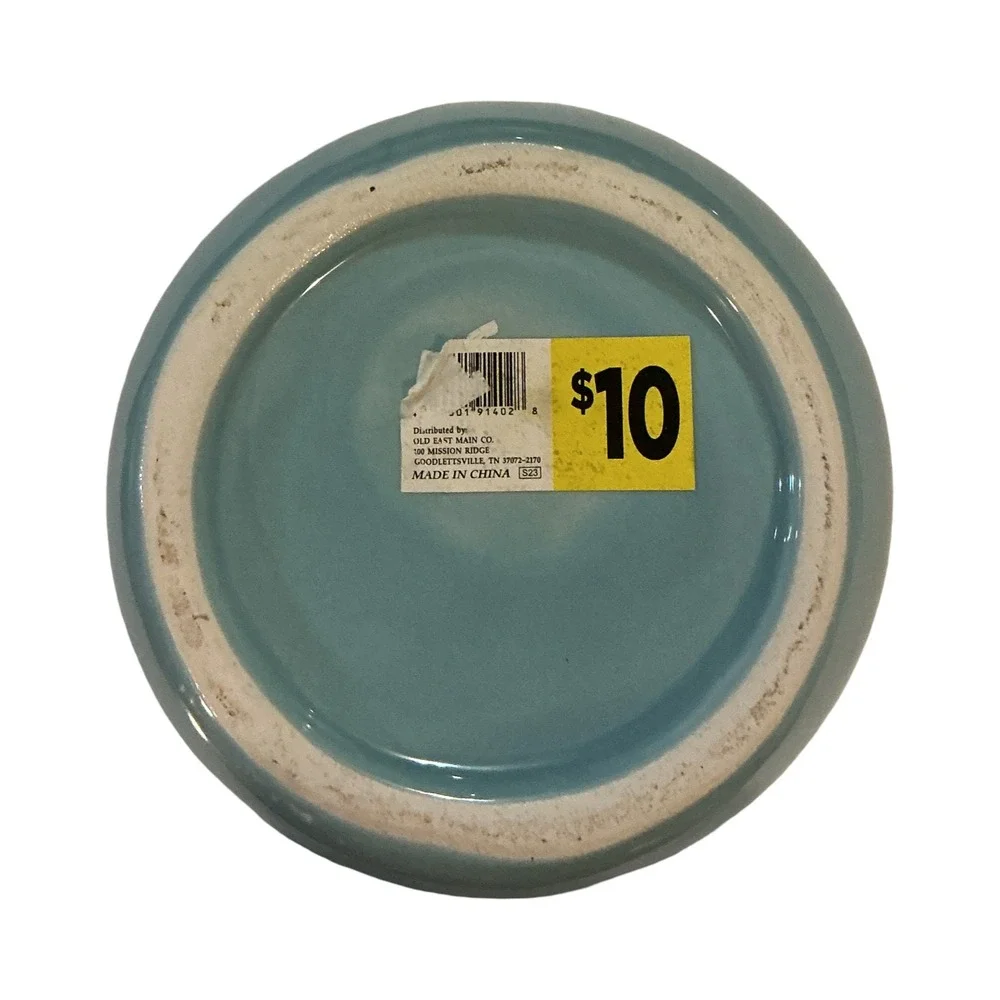 Jardin Mason Jar Ceramic Vase Planter Light Blue Farmhouse Decor - Picture 3 of 6